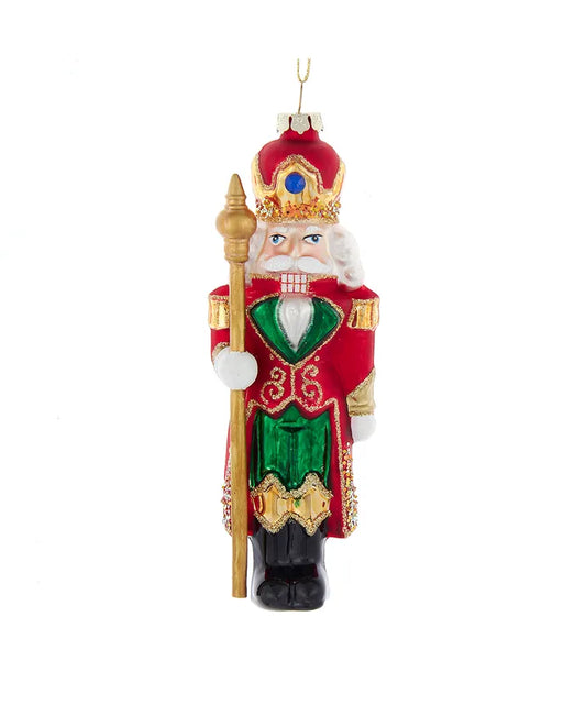 6" Glass Nutcracker With Scepter Ornament