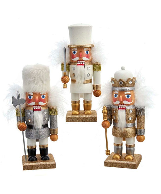 9" Gold, Silver & White Soldier Nutcracker, 3A