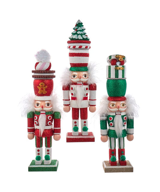 18" Hollywood Nutcrackers™ Red, Green & White Whimsical Hat Nutcrackers, 3 Assorted