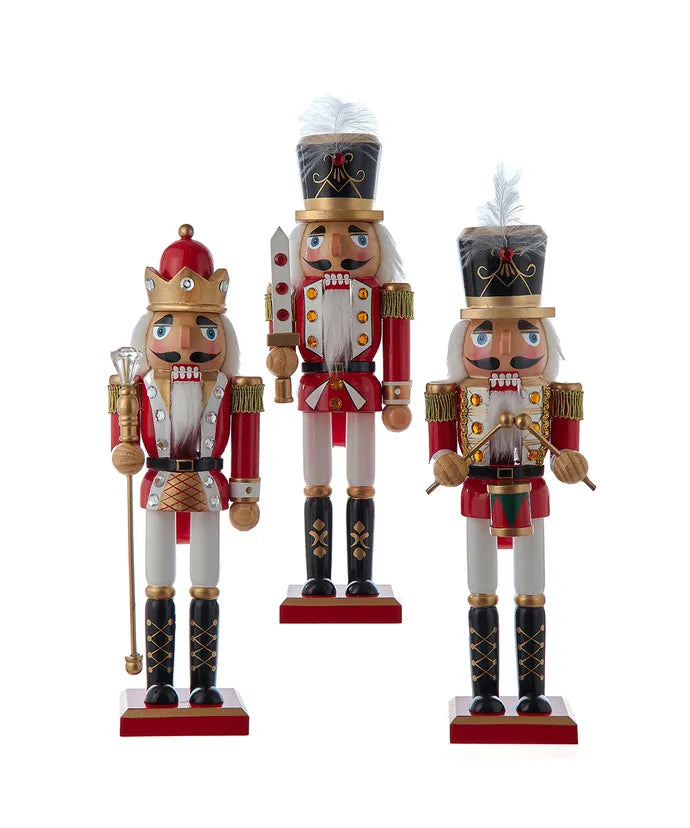 12" Red & White King & Soldier Nutcrackers