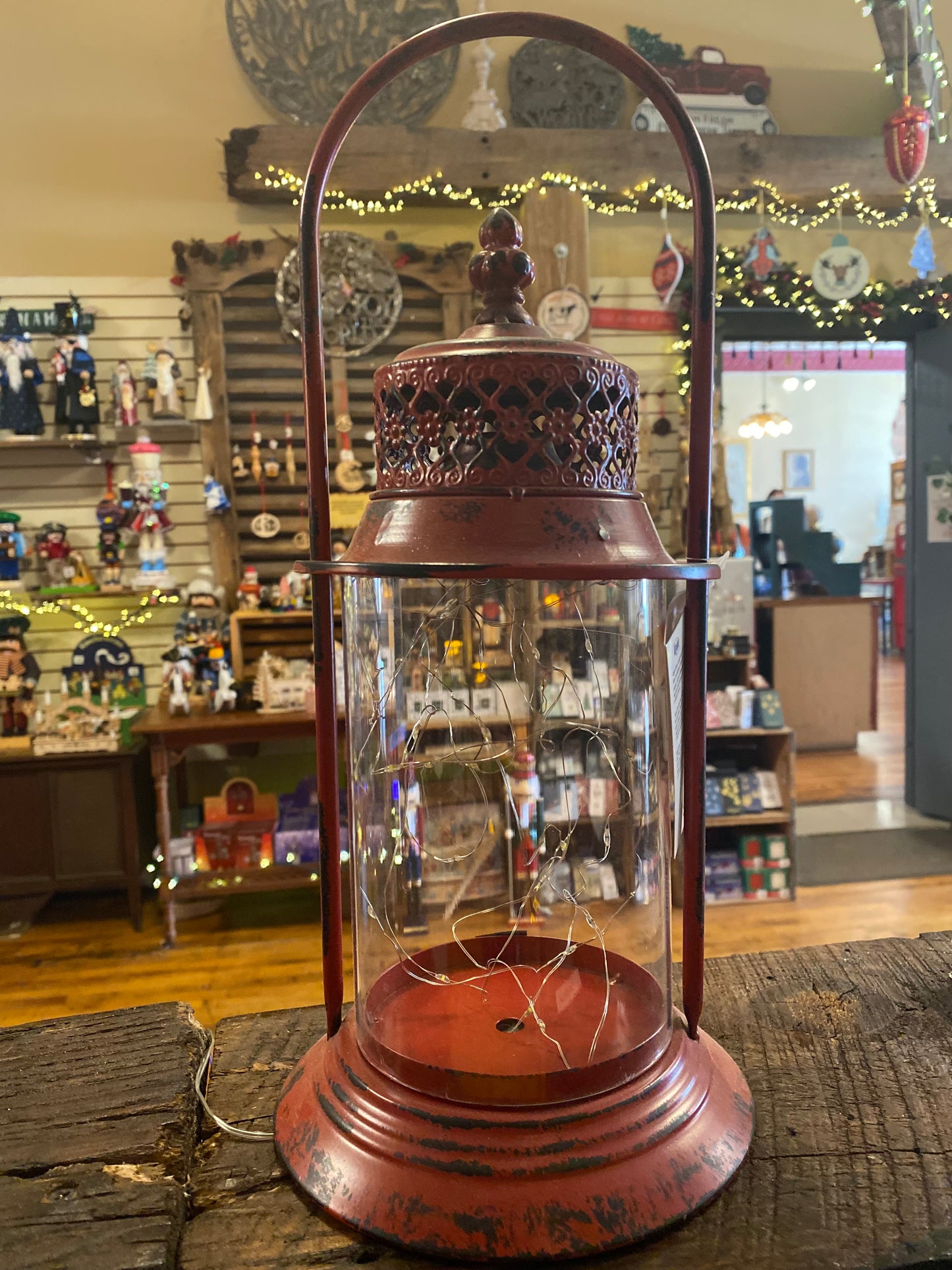 red/green metal lantern
