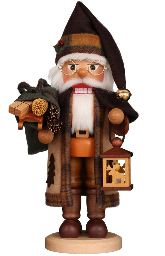 15" Natural Woodsy Santa with Lantern German Nutcracker