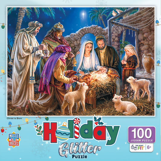 Christ is Born Glitter 100 Piece Puzzle