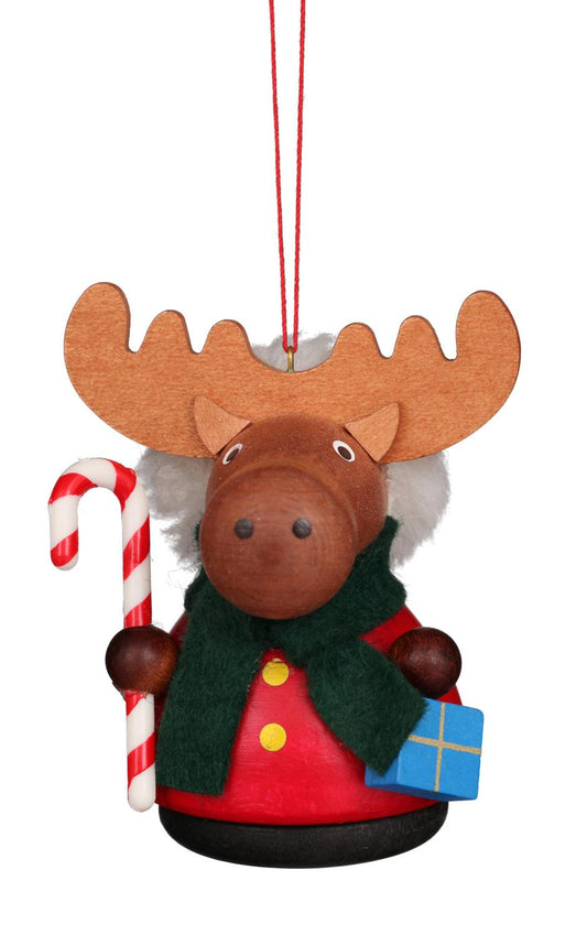 Moose with Candy cane German Ornament