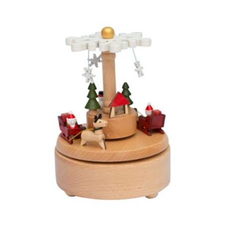 Wooden Music Box Christmas Rotating Snowflake