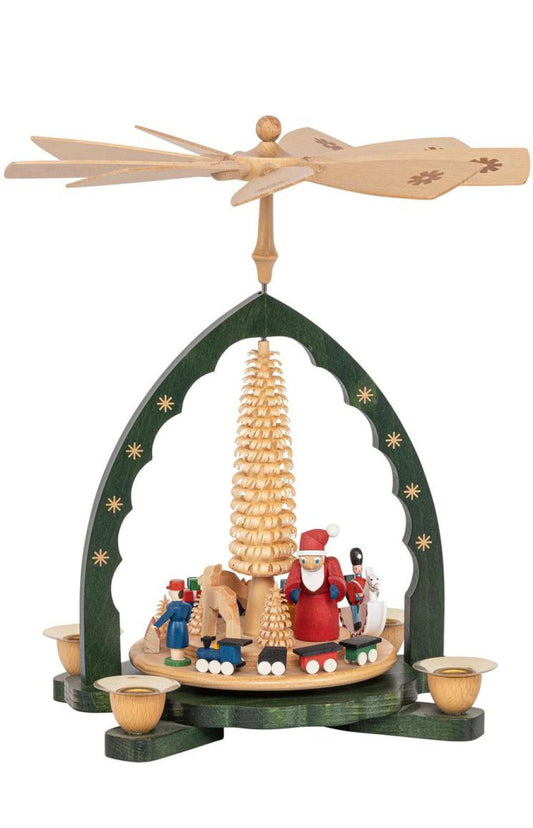 Richard Glaesser Pyramid - Santa with Toys - 10.5"H x 9"W x 9"D
