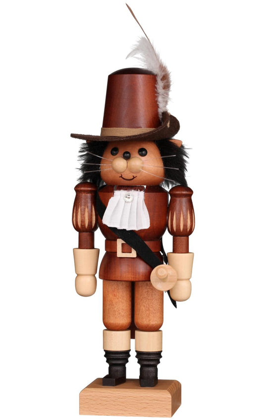 Puss In Boots German Nutcracker - Natural Wood Finish