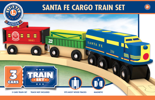 Lionel Santa Fe Cargo 3pc Wood Toy Train Set