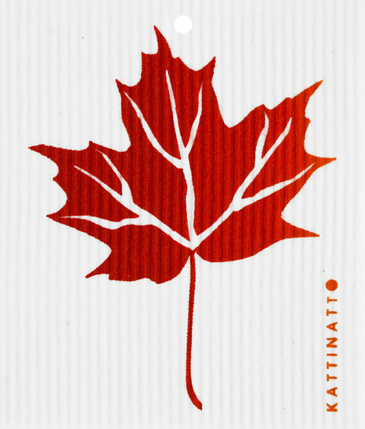 Swedish Wash Towel, Red Maple Leaf