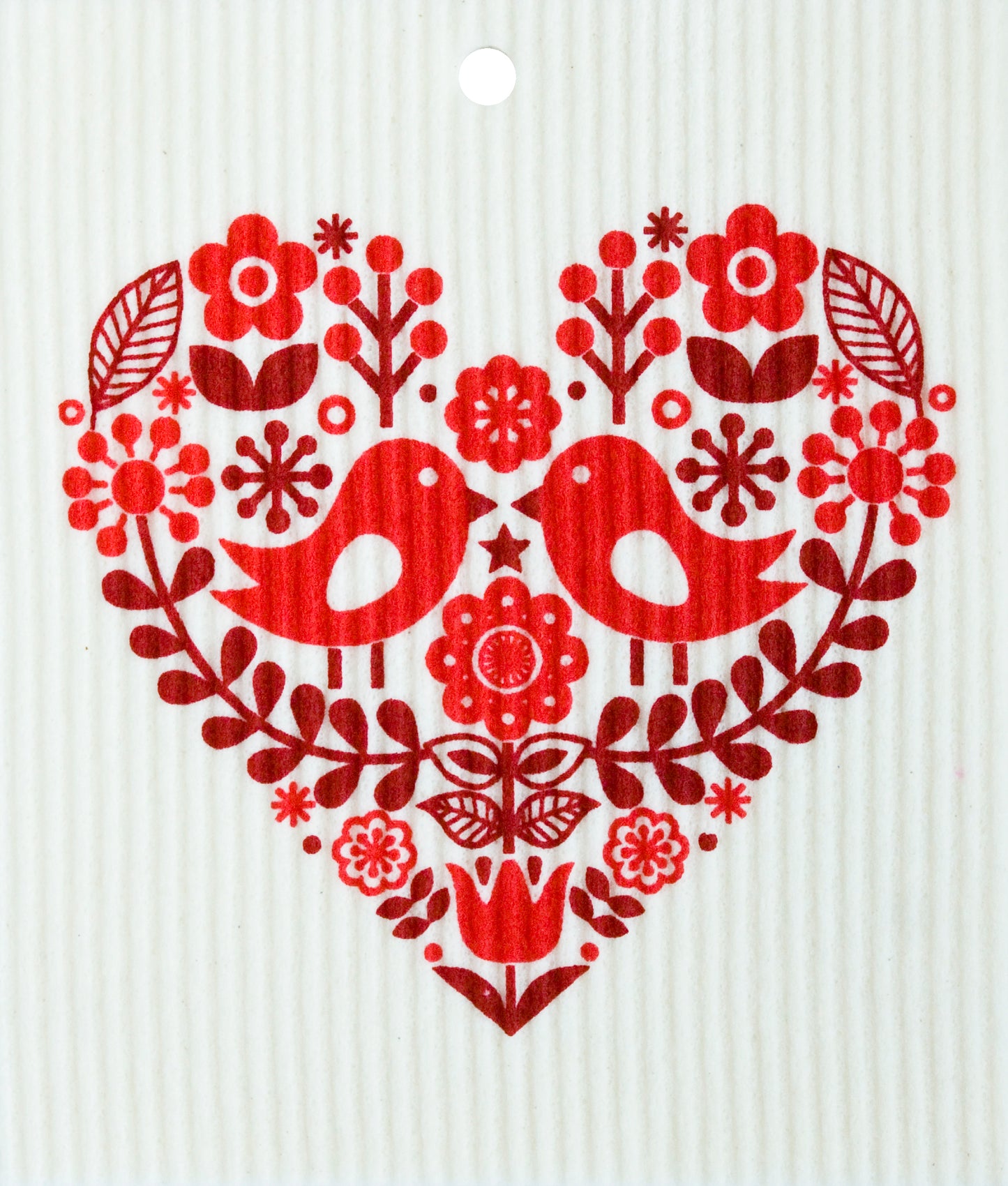 Red Heart W/Bird Pair Swedish Wash Towel