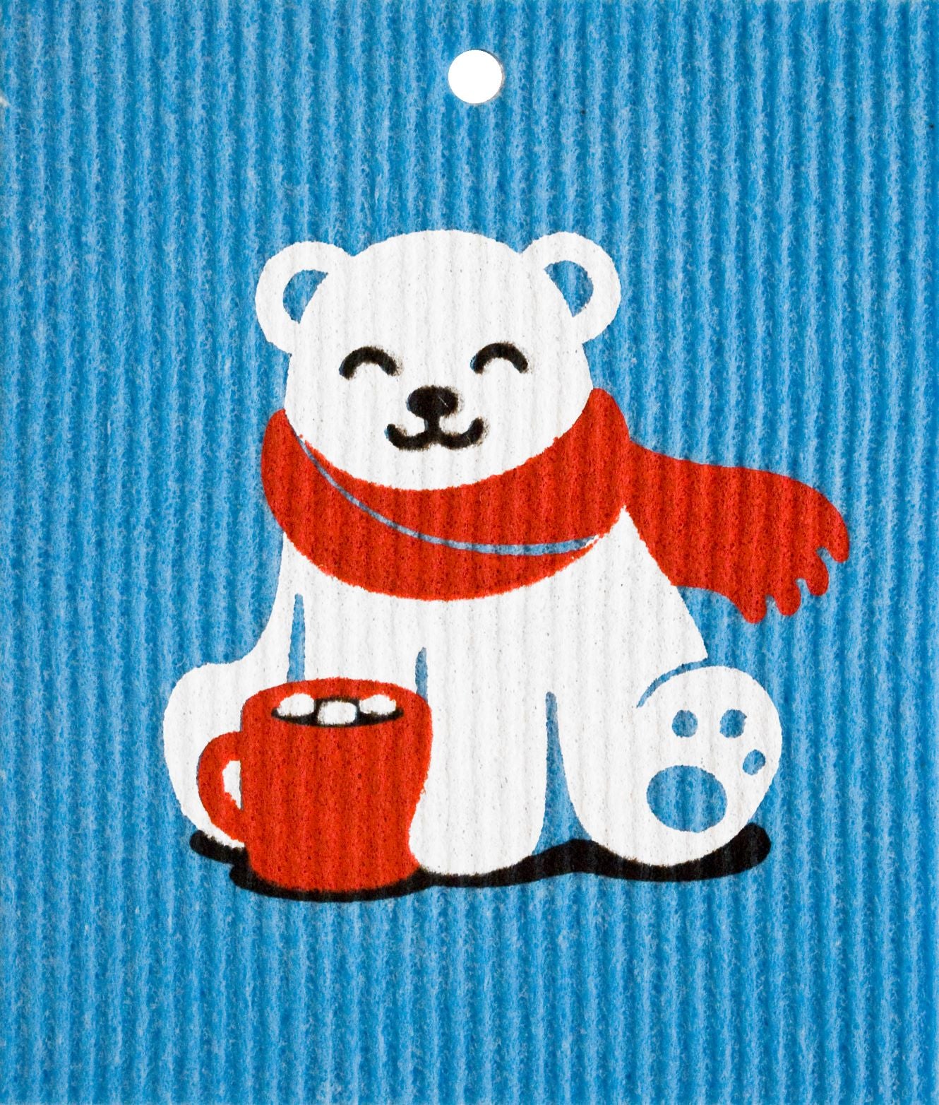 Blue Polar Bear With Hot Chocolate Wash Towel