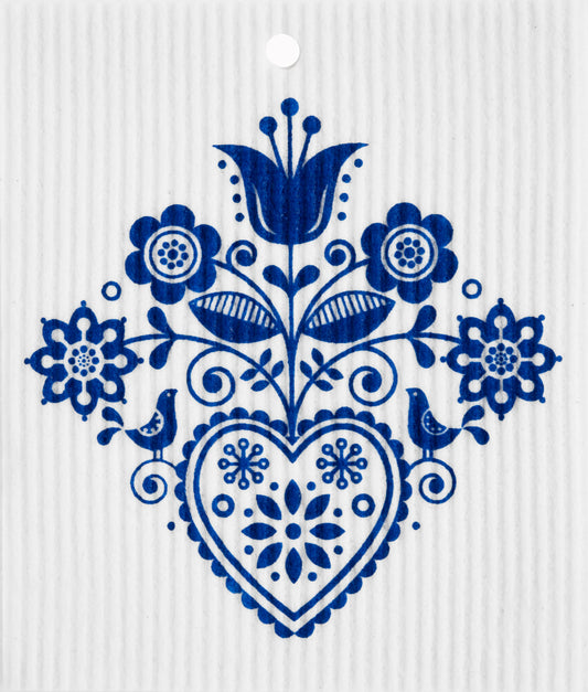 Swedish Wash Towel, Scandic Heart w/Birds