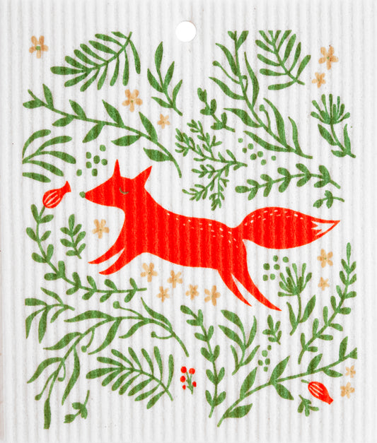 Swedish Wash Towel, Floral Fox
