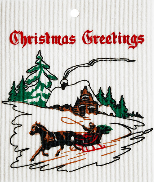 Swedish Wash Towel, Christmas Greetings by Harry W