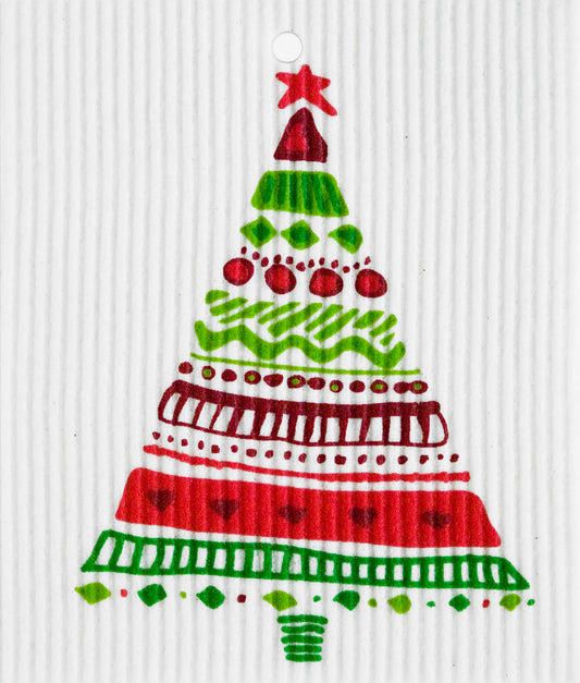 Swedish Wash Towel, Colorful Christmas Tree