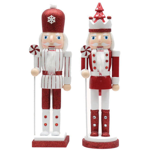 15″ Red Peppermint Nutcrackers, 2 Assorted