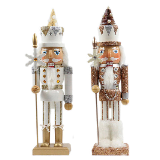 15″ Silver & Gold Snowflake Soldier Nutcrackers, 2 Assorted