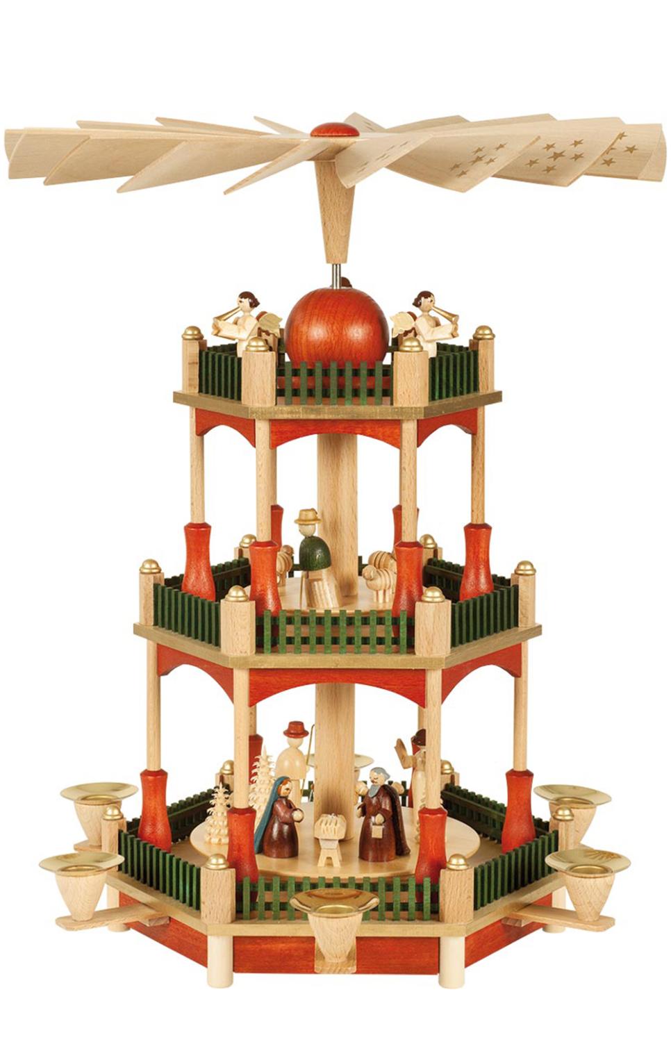 Richard Glaesser Pyramid - 3-Tier Nativity with Sta" finish