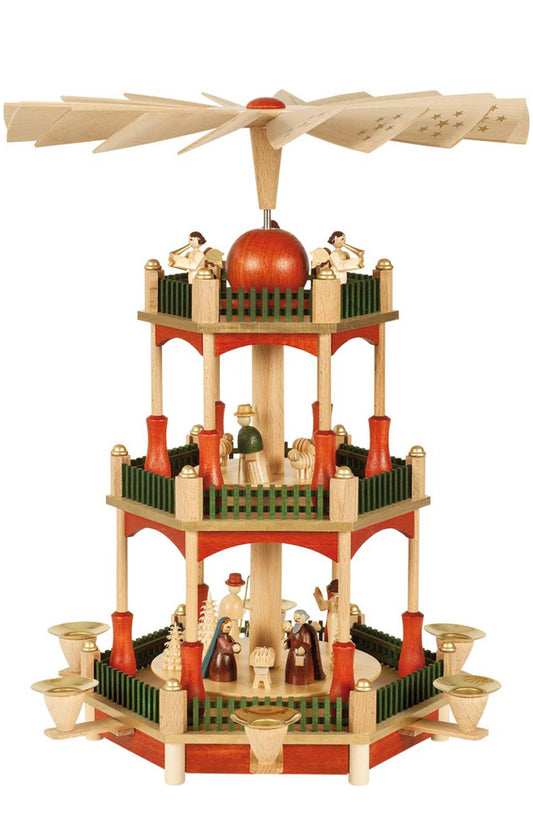 Richard Glaesser Pyramid - 3-Tier Nativity with Sta" finish