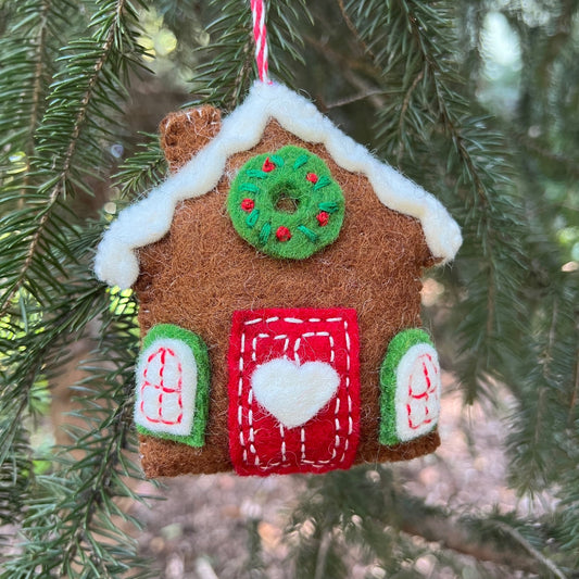 Gingerbread House , Brown, Felt Wool