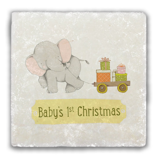 Baby's First Christmas Tumbled Stone Coaster