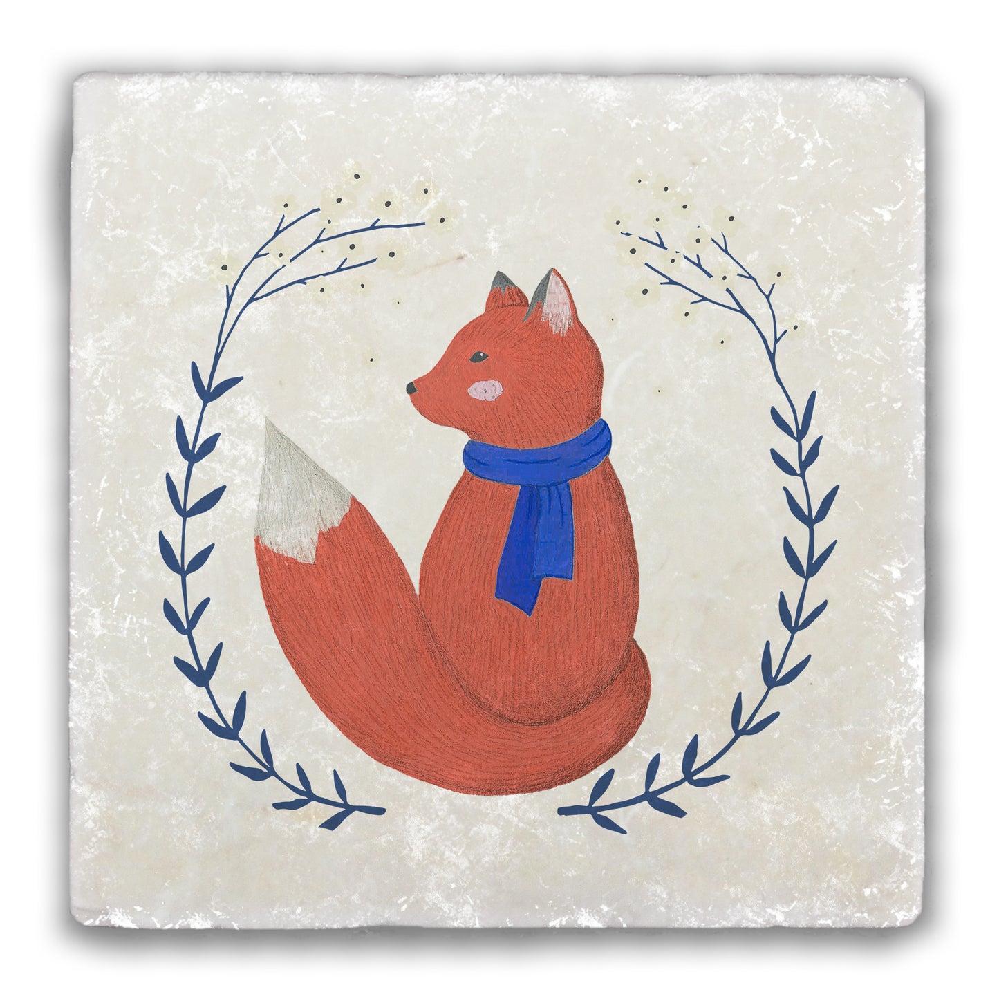 Winter Fox Tumbled Stone Coaster