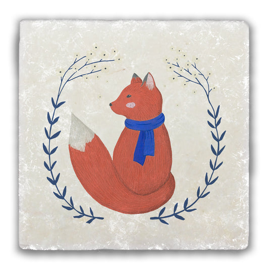 Winter Fox Tumbled Stone Coaster