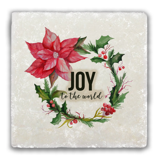 Joy to the World Tumbled Stone Coaster