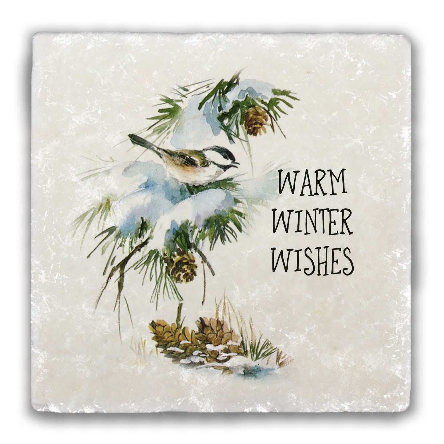 Warm Winter Wishes Tumbled Stone Coaster
