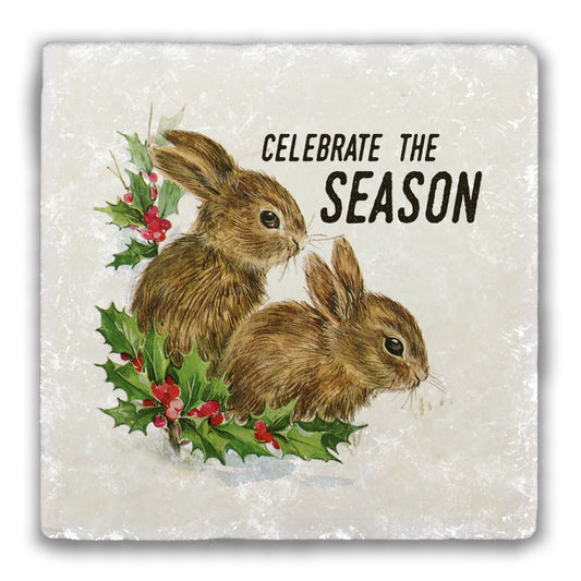 Celebrate the Season Tumbled Stone Coaster