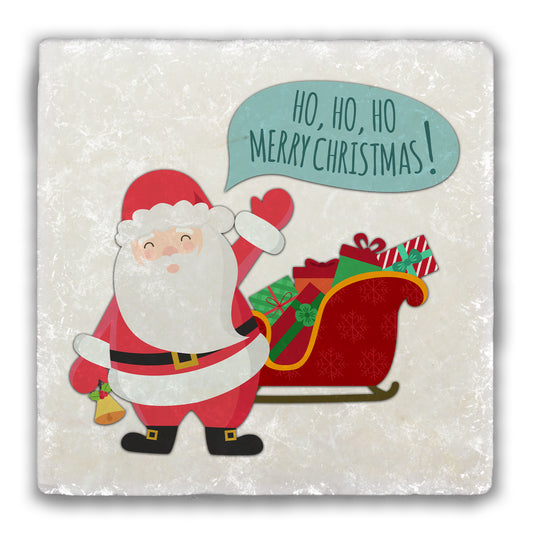 Ho, Ho, Ho Merry Christmas! Tumbled Stone Coaster