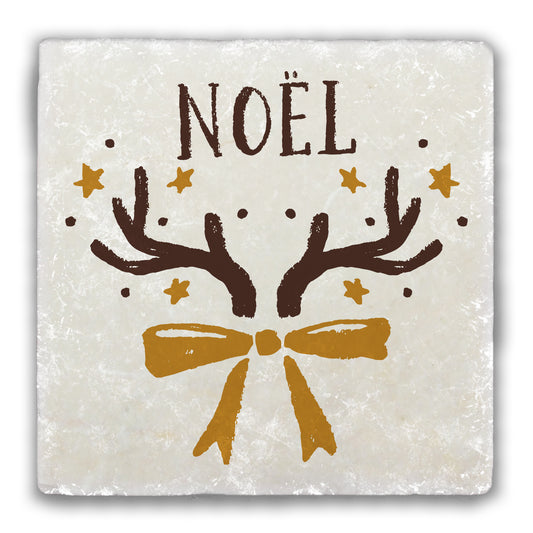 NOËL Antlers Tumbled Stone Coaster