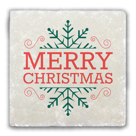 Merry Christmas Tumbled Stone Coaster