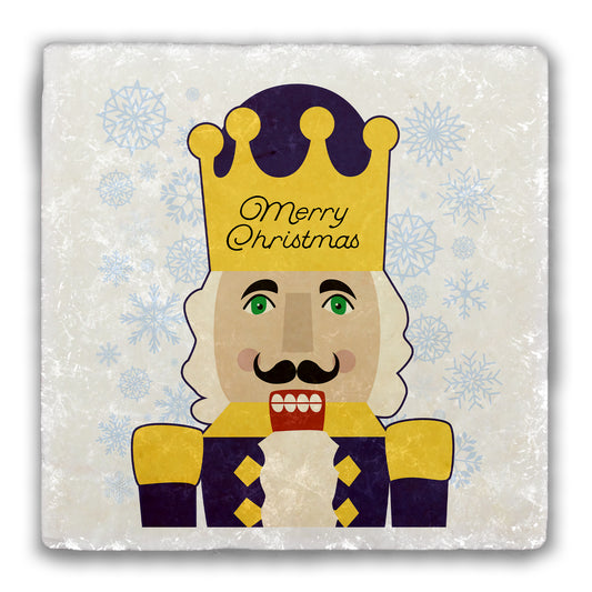 Merry Christmas Nutcracker Tumbled Stone Coaster