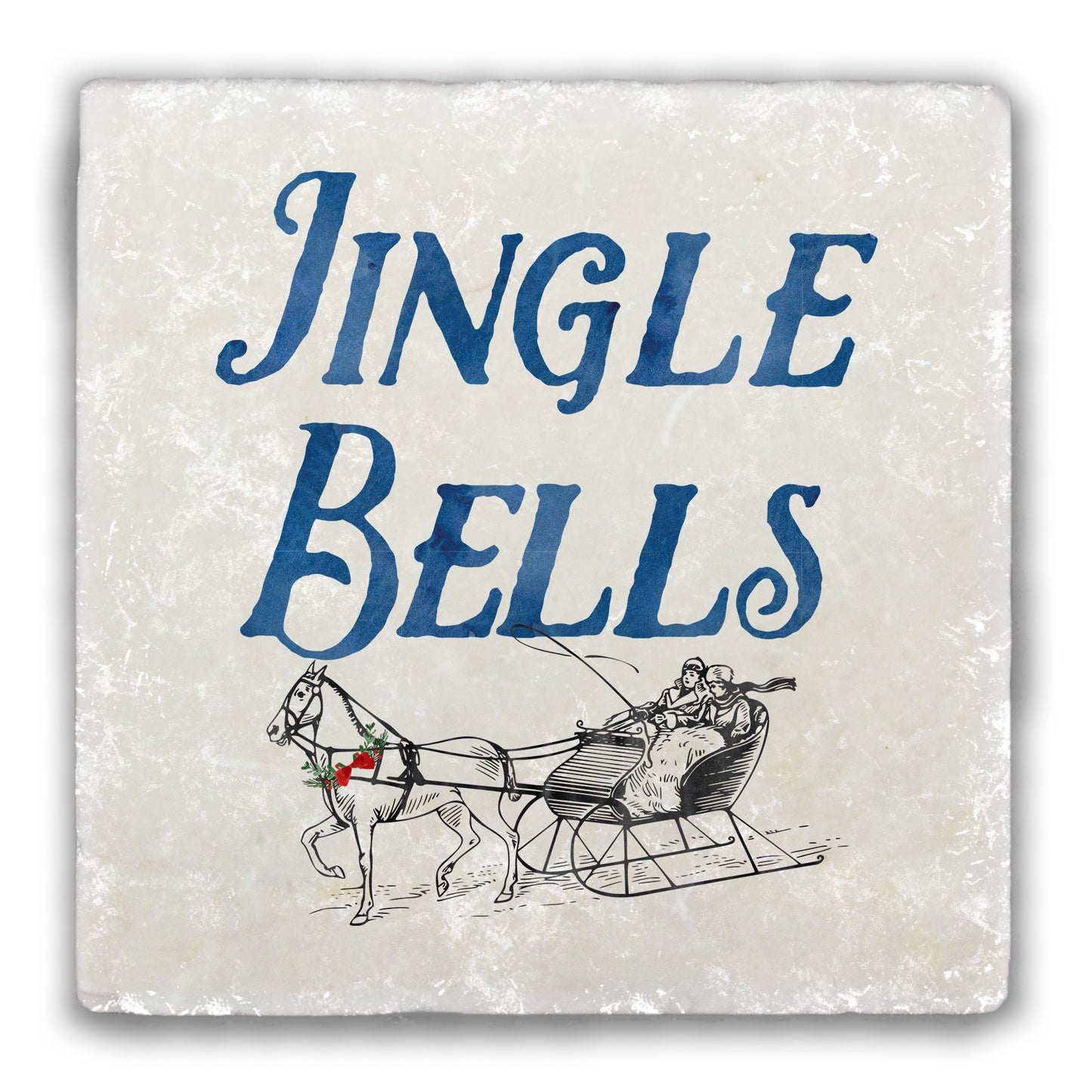 Jingle Bells Tumbled Stone Coaster
