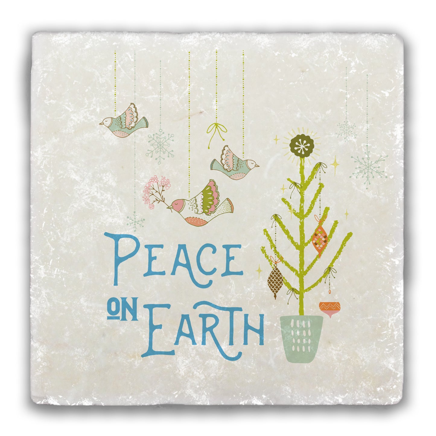 Peace on Earth Tumbled Stone Coaster