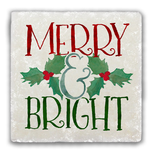 Merry & Bright Tumbled Stone Coaster
