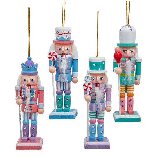 7" Blue, Pink, Purple & Green Nutcracker Ornaments, 4 Assorted