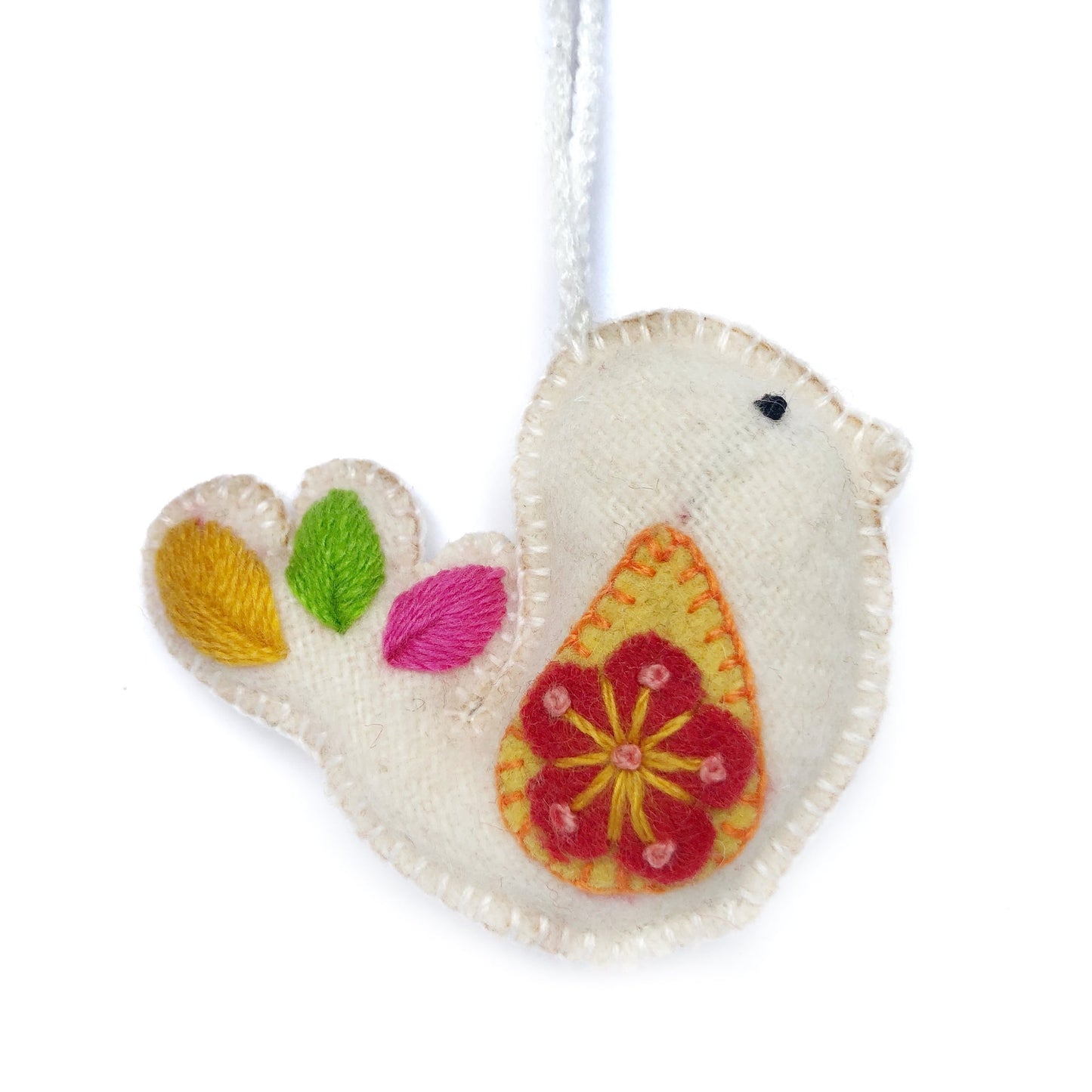Dove Embroidered Wool Ornament