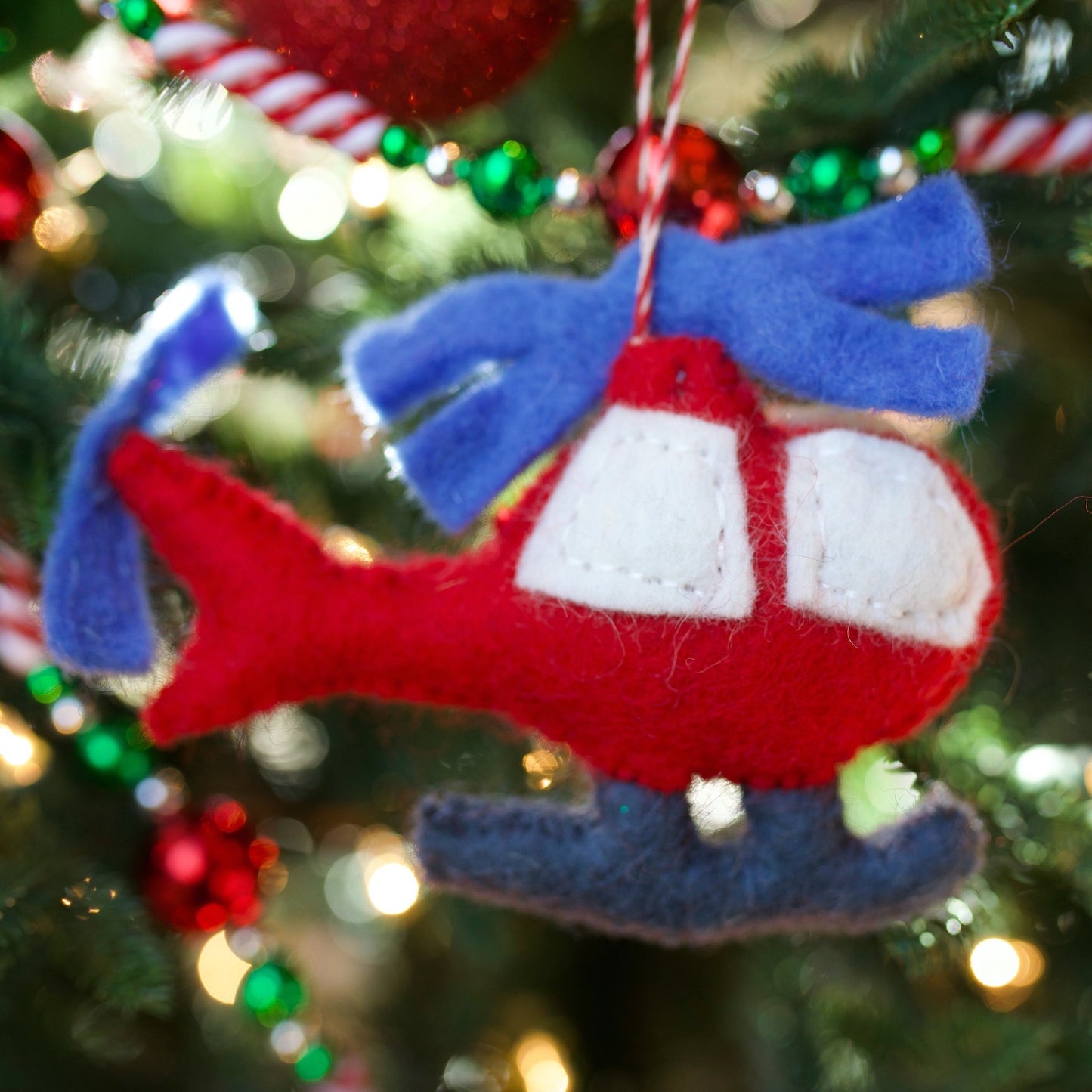 Helicopter Felt Wool Ornament