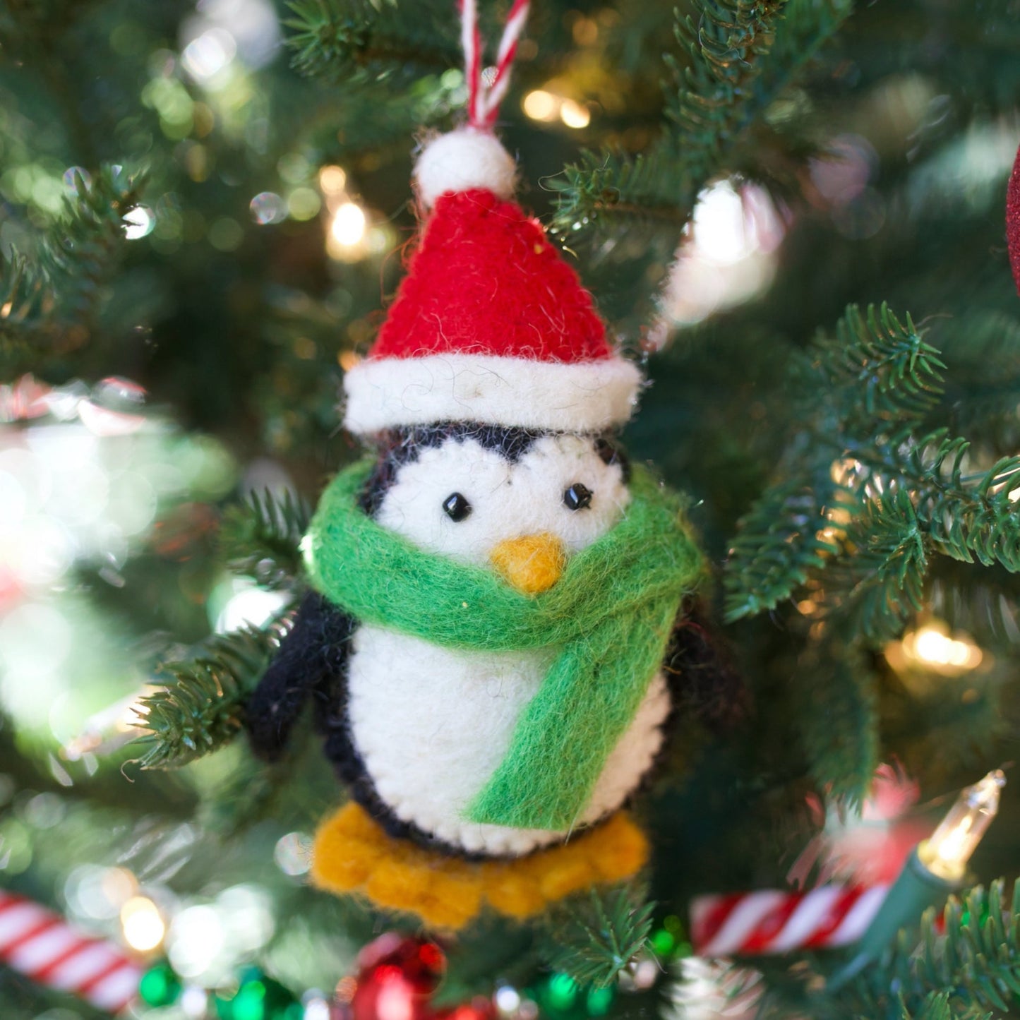Penguin with Red Hat Ornament