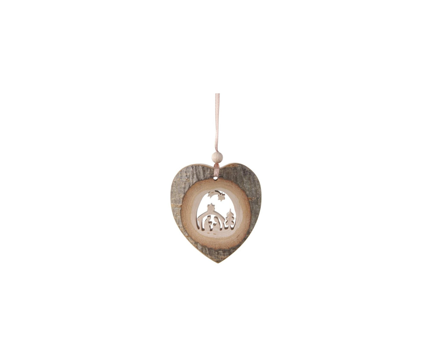 Large Wood Ornament Nativity Heart