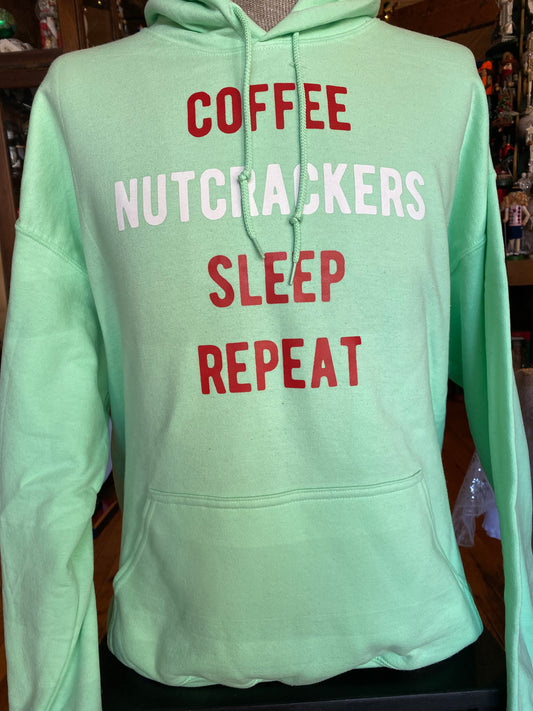 Coffee Nutcrackers Sleep Repeat, Pullover Hoodie