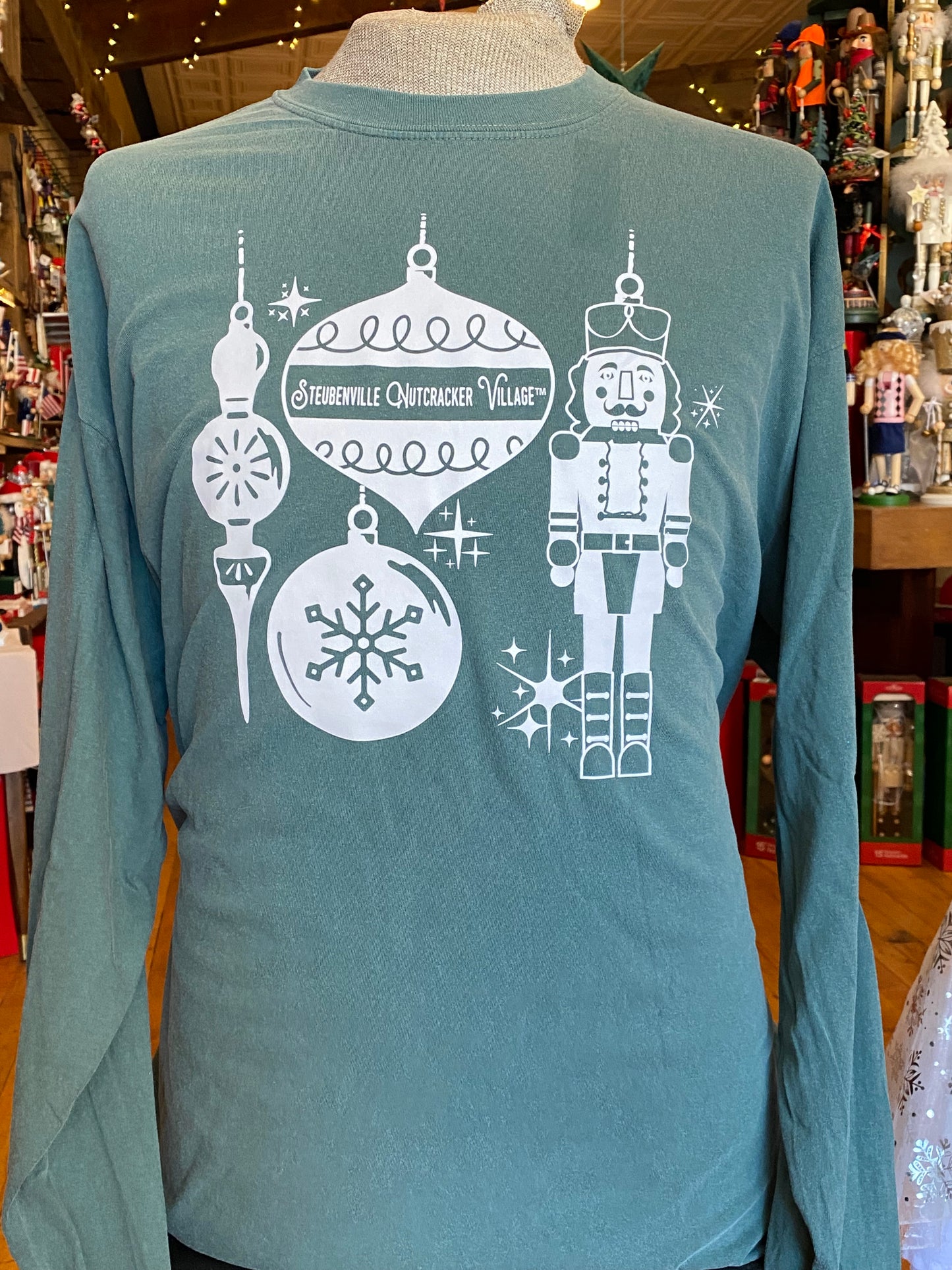 Steubenville Nutcracker Village - with ornaments, long-sleeve shirt