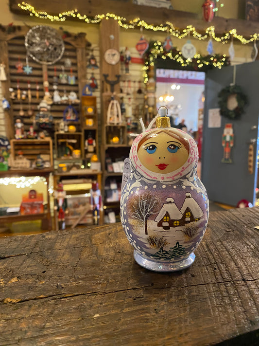 Polish Blue Doll Glass Ornament