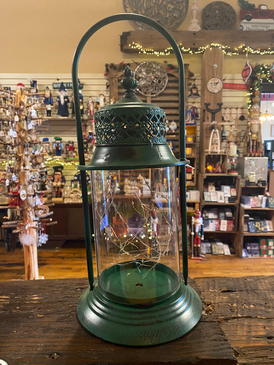 red/green metal lantern