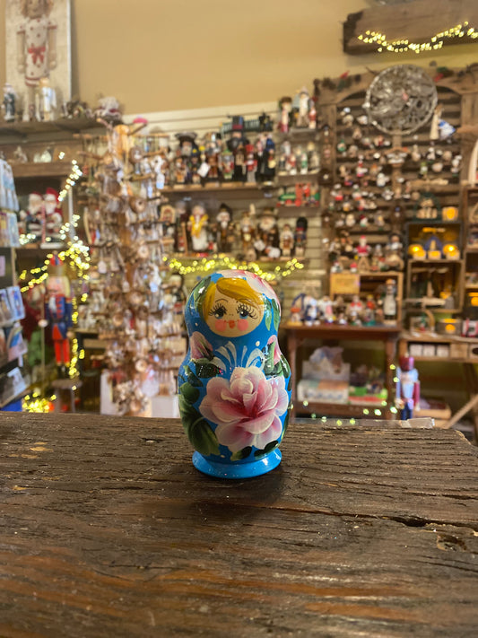 Blue Russian Nesting Doll - medium