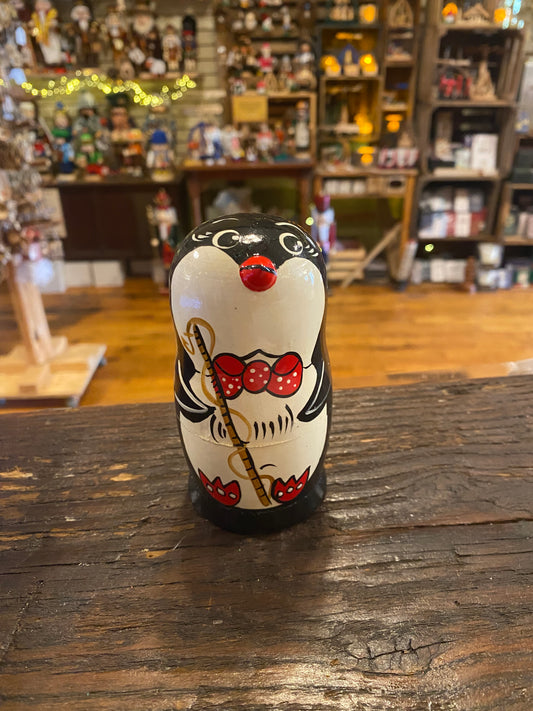 Penguin with Flute Nesting Doll - Small