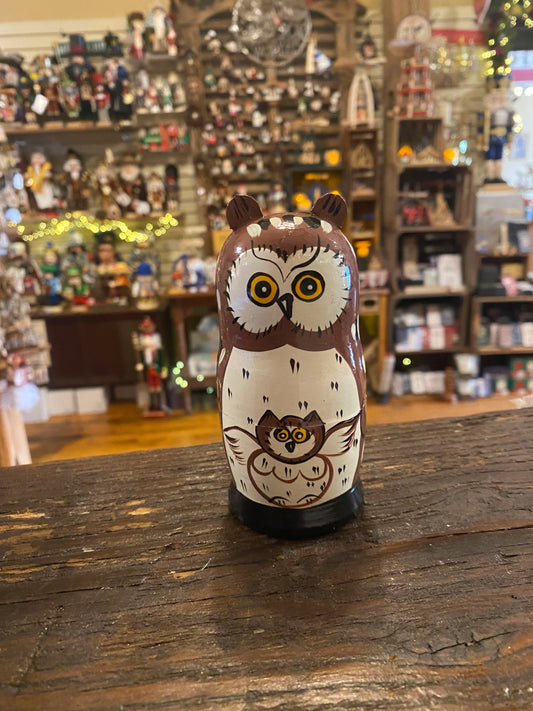 Brown Owl Nesting Doll - Small