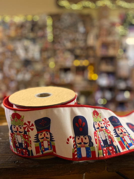 4" wired Nutcracker ribbon - 10 yard spool
